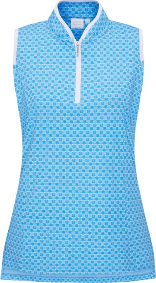 PING Penola Printed Sleeveless damskie polo, azuro geo