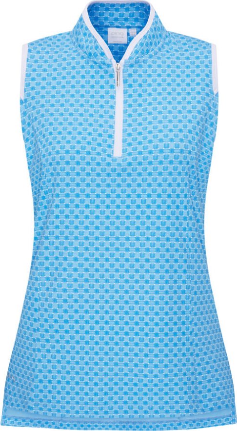 PING Penola Printed Sleeveless damskie polo, azuro geo