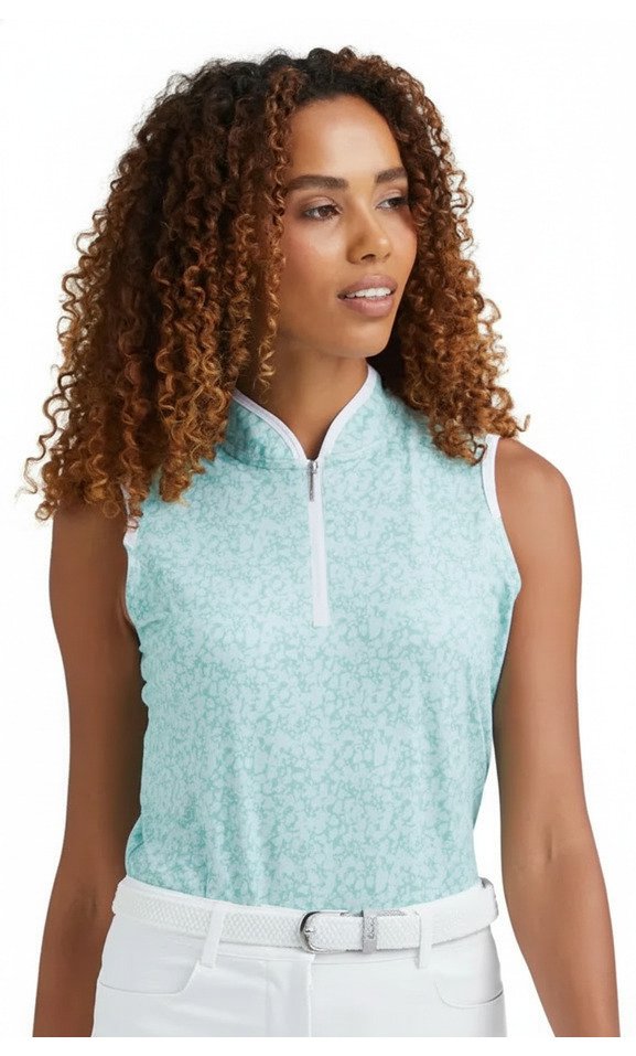 PING Penola Printed Sleeveless damskie polo, splash