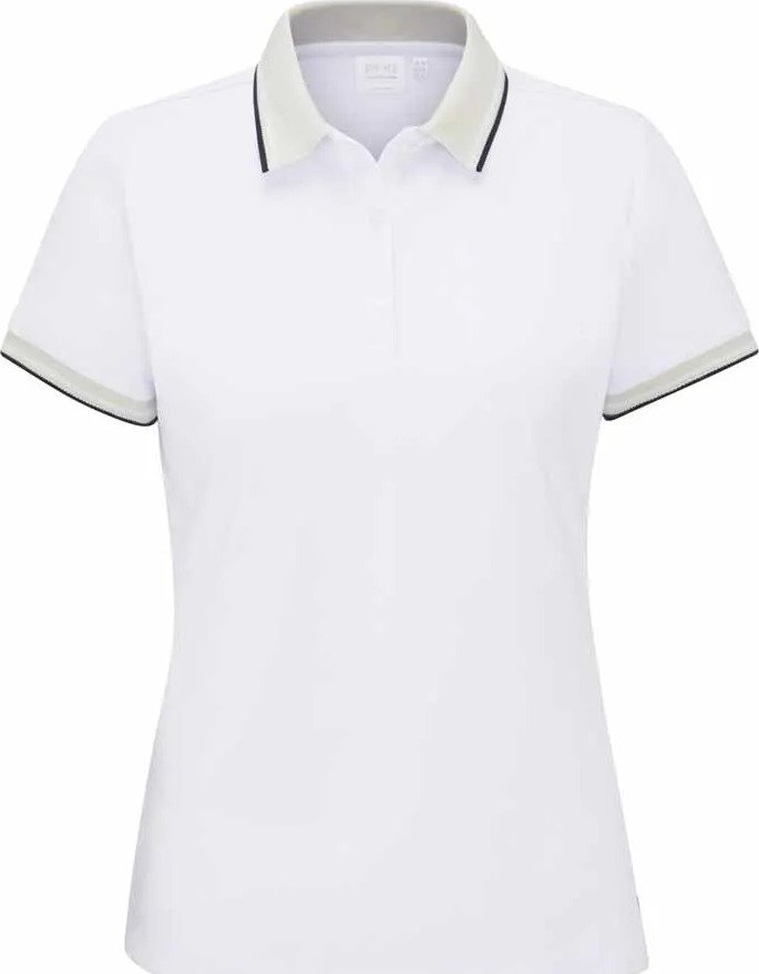 PING Viviana Tipped damskie polo, white/pebble