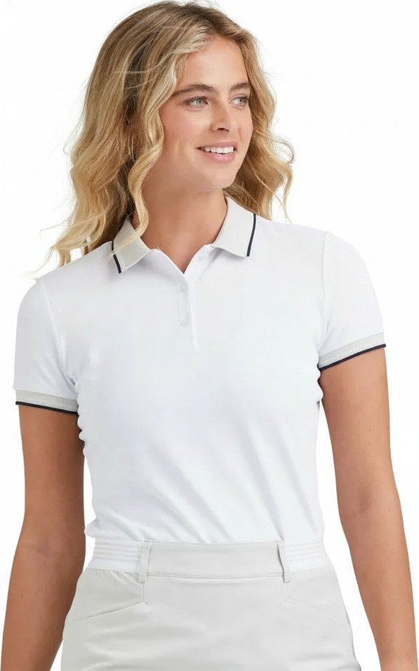 PING Viviana Tipped damskie polo, white/pebble