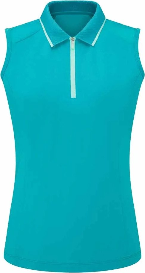 PING Eben Sleeveless damskie polo, turkusowe