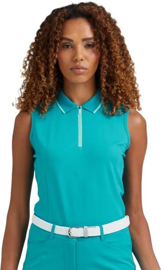 PING Eben Sleeveless damskie polo, turkusowe