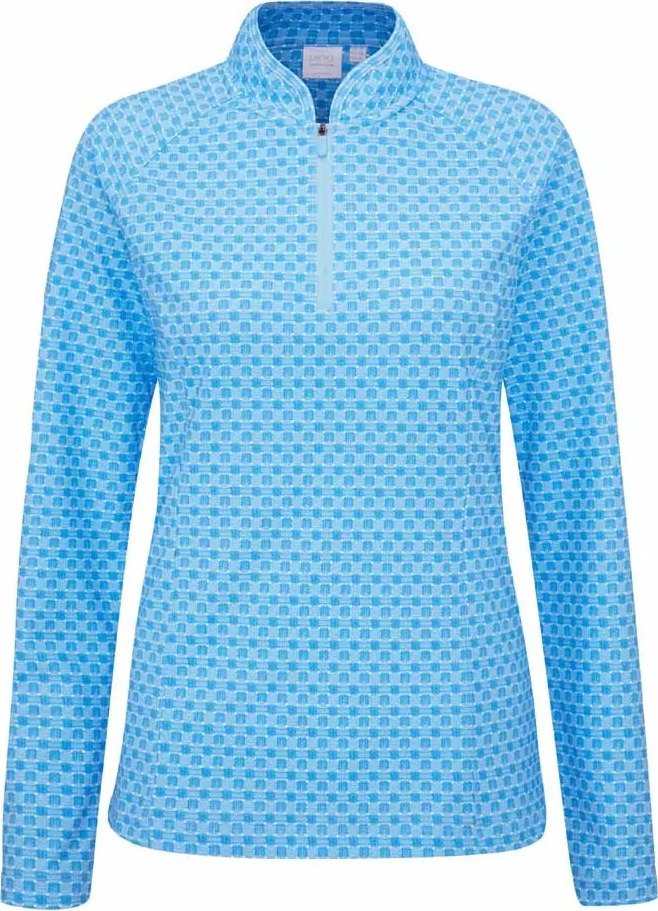 PING Arwen Printed Longsleeve damskie polo, azure geo