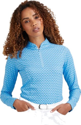 PING Arwen Printed Longsleeve damskie polo, azure geo
