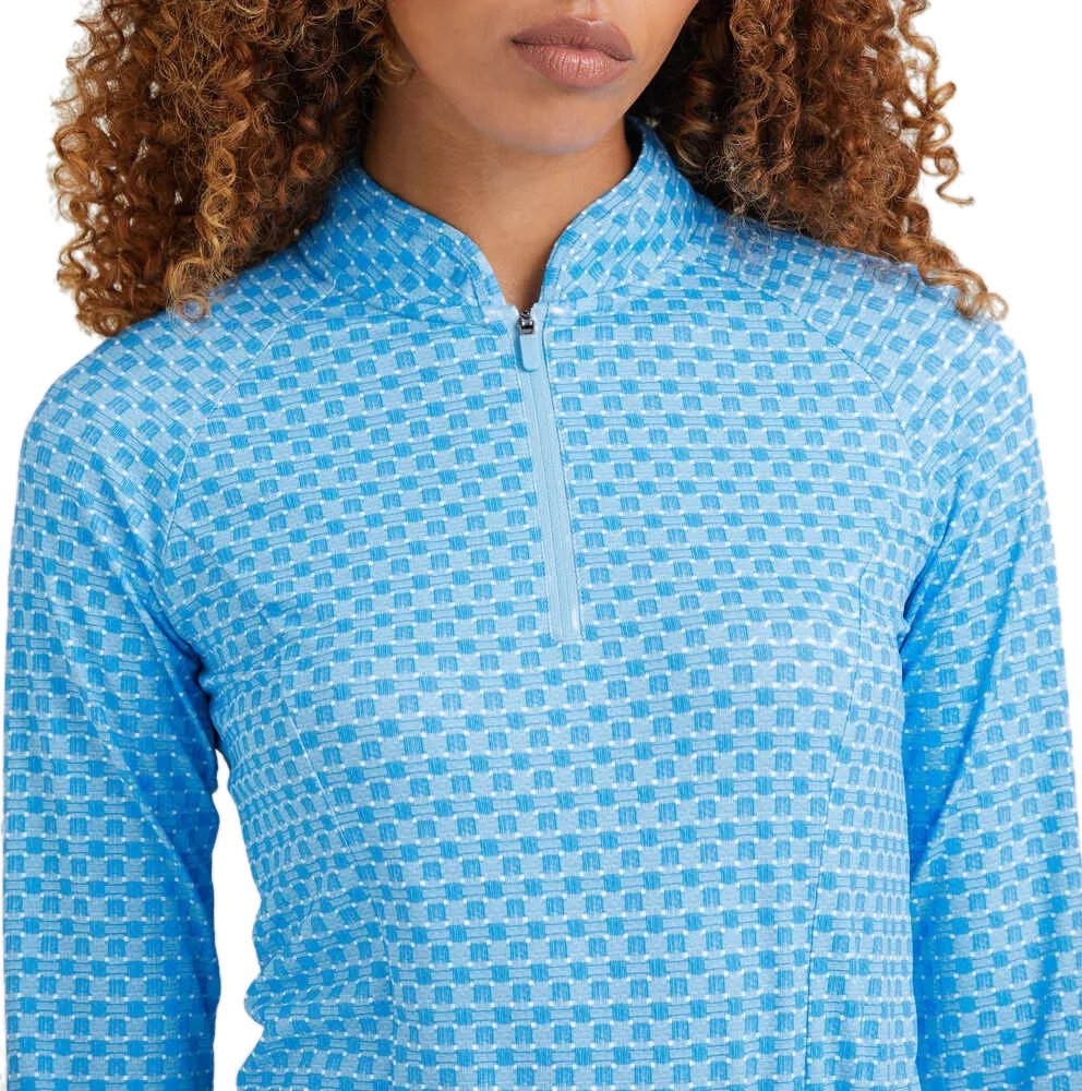 PING Arwen Printed Longsleeve damskie polo, azure geo