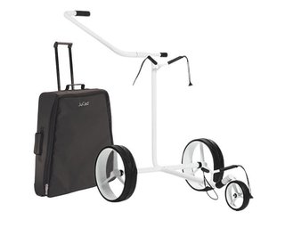 JuStar White 3-Wheeled wózek golfowy + torba transportowa i hamulec