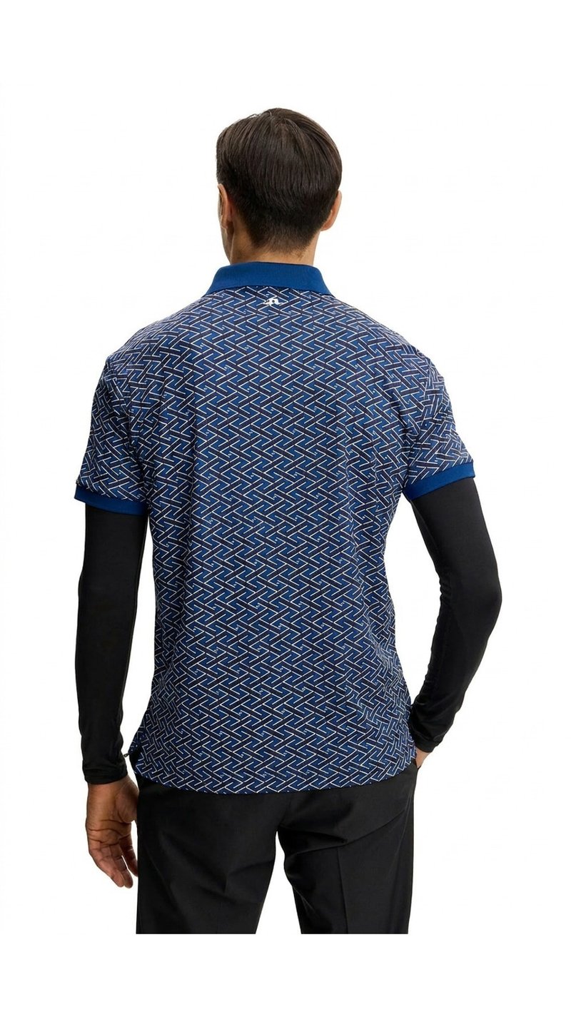 J.Lindeberg Tour Tech Print męskie polo, ladder estate navy