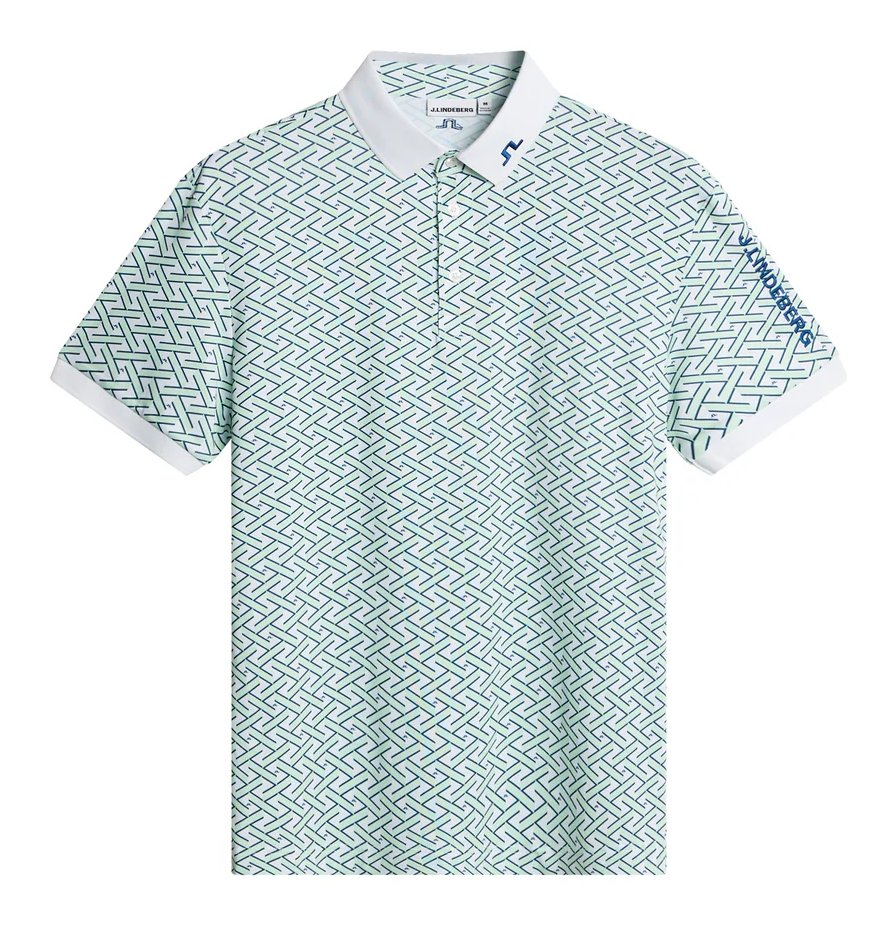 J.Lindeberg Tour Tech Print męskie polo, ladder white bay