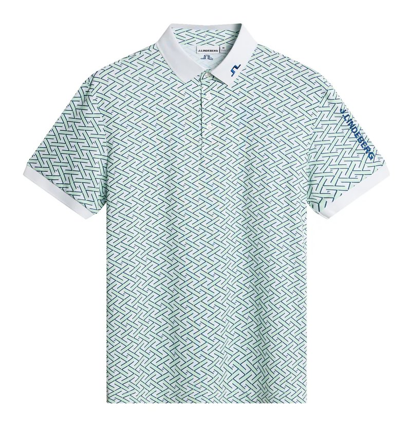 J.Lindeberg Tour Tech Print męskie polo, ladder white bay