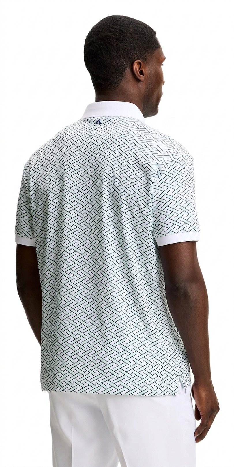 J.Lindeberg Tour Tech Print męskie polo, ladder white bay