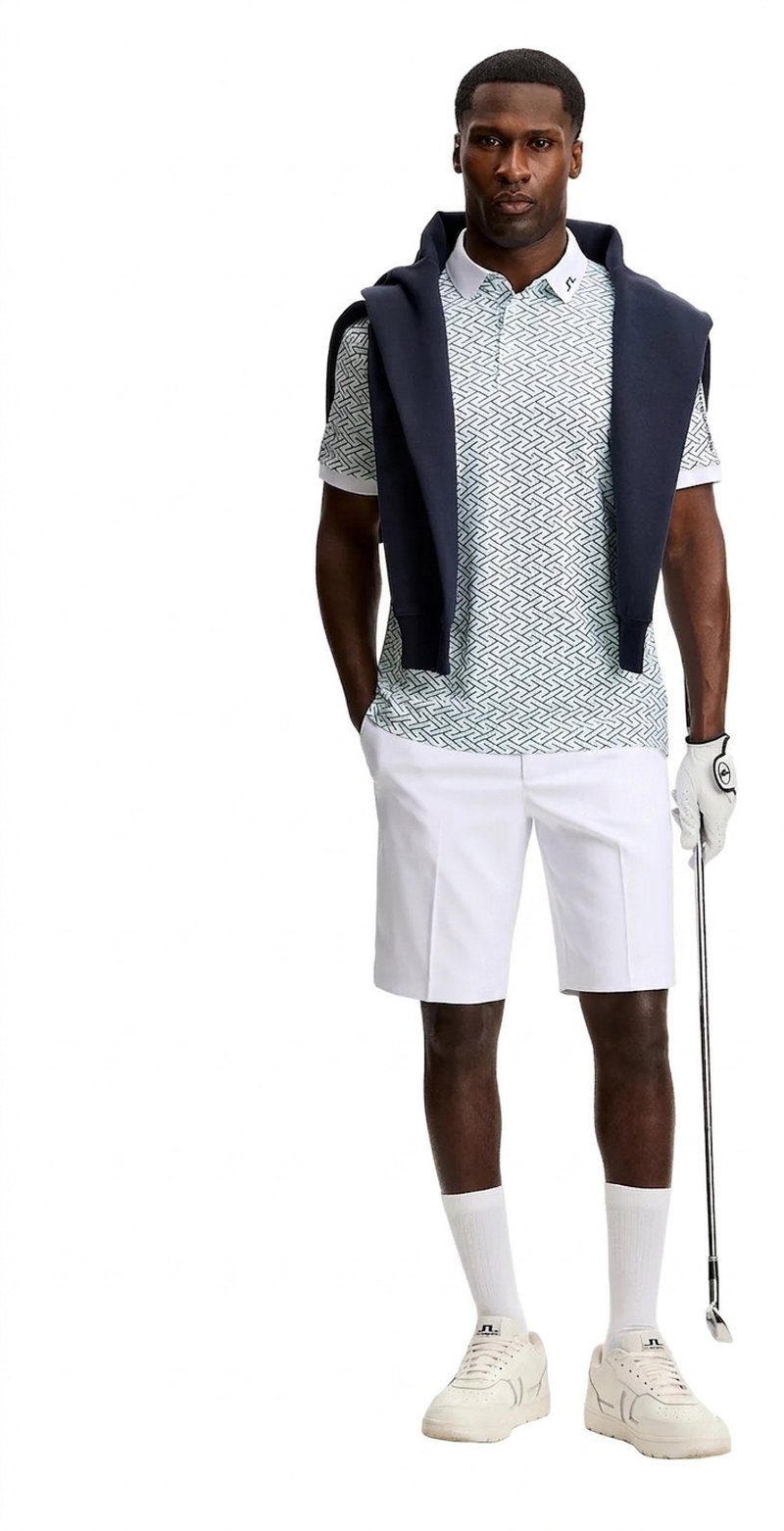 J.Lindeberg Tour Tech Print męskie polo, ladder white bay