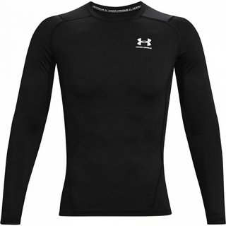 Under Armour HeatGear męska kompresyjna koszulka z długim rękawem, czarno/biała
