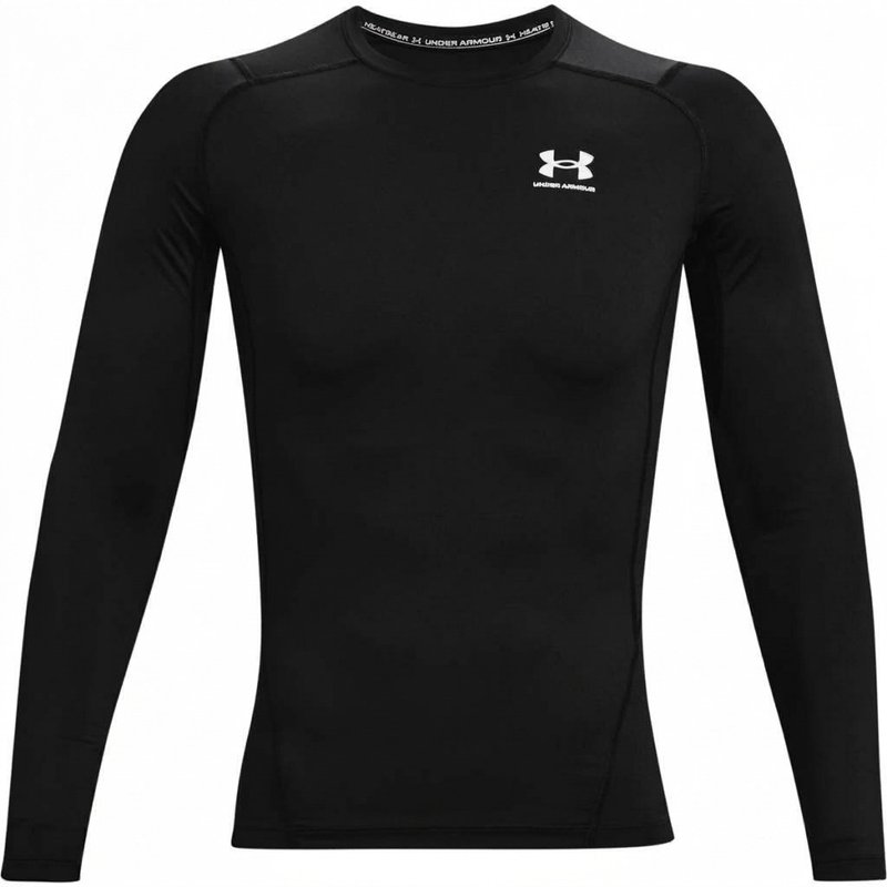 Under Armour HeatGear męska kompresyjna koszulka z długim rękawem, czarno/biała