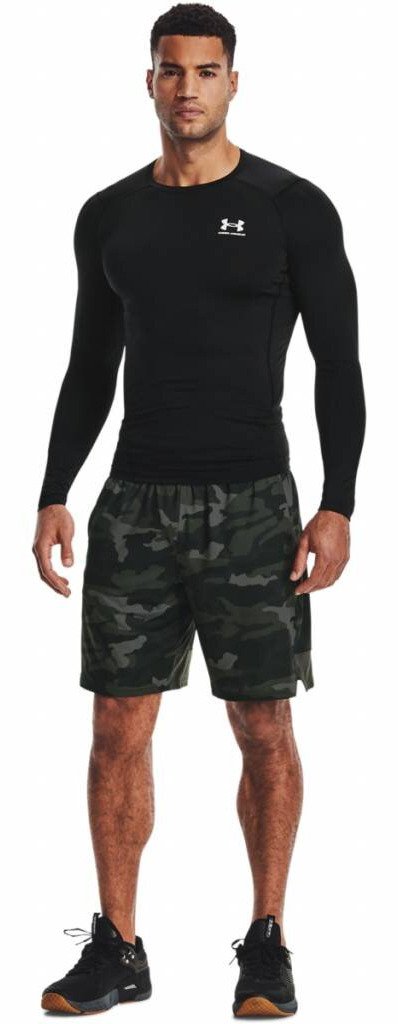 Under Armour HeatGear męska kompresyjna koszulka z długim rękawem, czarno/biała