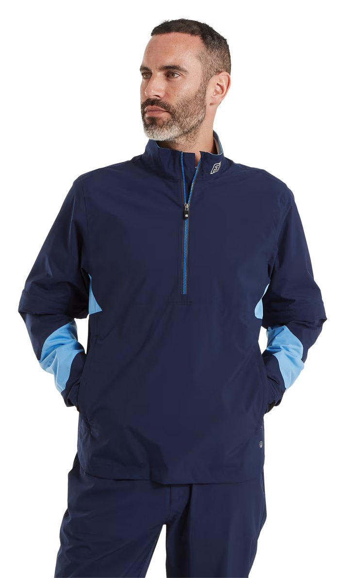 FootJoy HydroLite X Short Sleeve Rain męska koszula przeciwdeszczowa, granatowy/średni niebieski