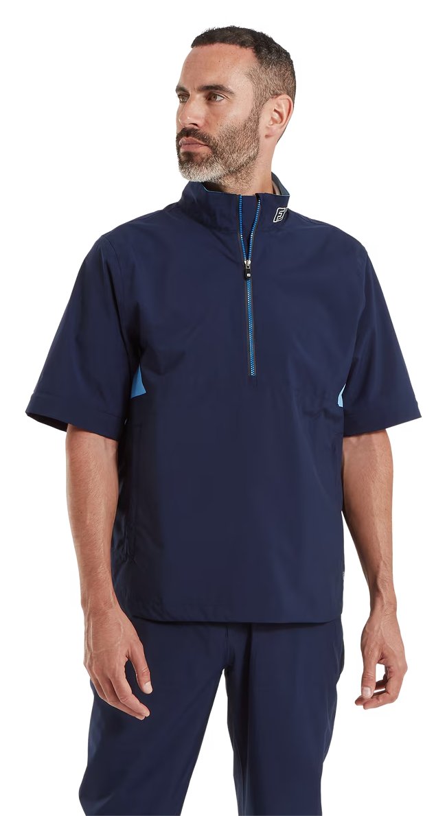 FootJoy HydroLite X Short Sleeve Rain męska koszula przeciwdeszczowa, granatowy/średni niebieski