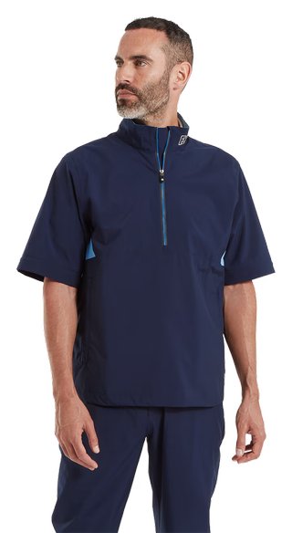 FootJoy HydroLite X Short Sleeve Rain męska koszula przeciwdeszczowa, granatowy/średni niebieski