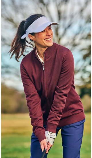 FootJoy drirelease Full-Zip Lined damski sweter, port