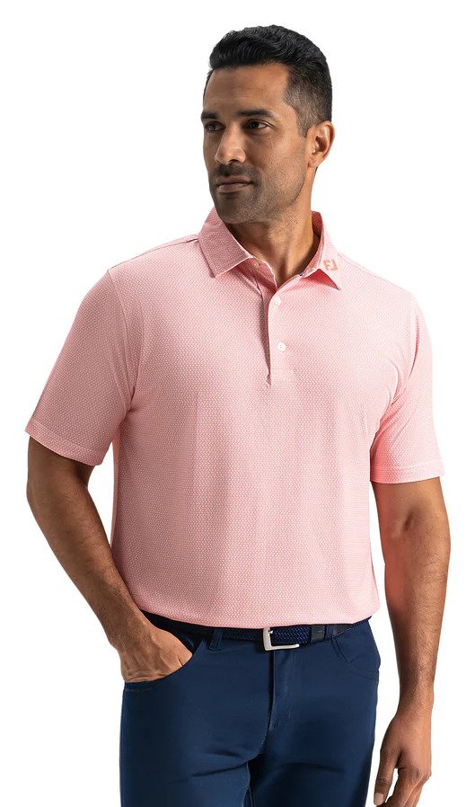 FootJoy Heritage Logo Lisle męskie polo, biało/brzoskwiniowe