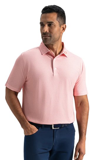 FootJoy Heritage Logo Lisle męskie polo, biało/brzoskwiniowe