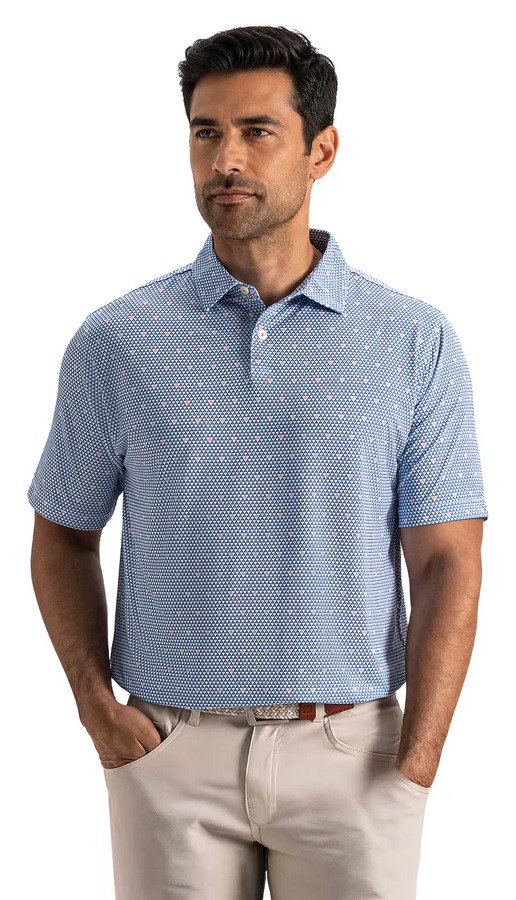 FootJoy Order Geometric Lisle męskie polo, white/riviera/peach