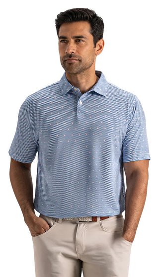 FootJoy Order Geometric Lisle męskie polo, white/riviera/peach