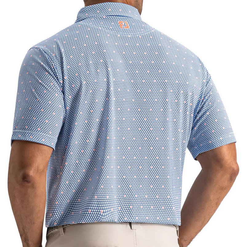FootJoy Order Geometric Lisle męskie polo, white/riviera/peach