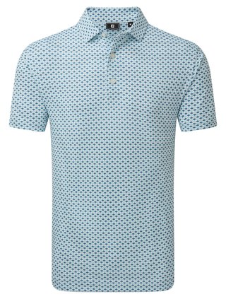 FootJoy Ginko Geo Pique męskie polo, white/mint julep/winward blue
