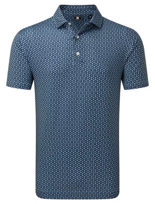 FootJoy Vegas Marker Lisle męskie polo, mint julep/navy/wiward blue