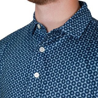 FootJoy Vegas Marker Lisle męskie polo, mint julep/navy/wiward blue