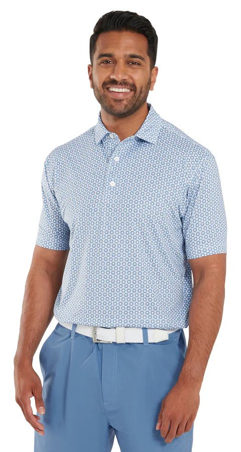 FootJoy Vegas Marker Lisle męskie polo, white/riviera/peach