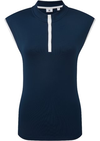 FootJoy Mock Neck Snap Front damskie polo, granatowo/białe