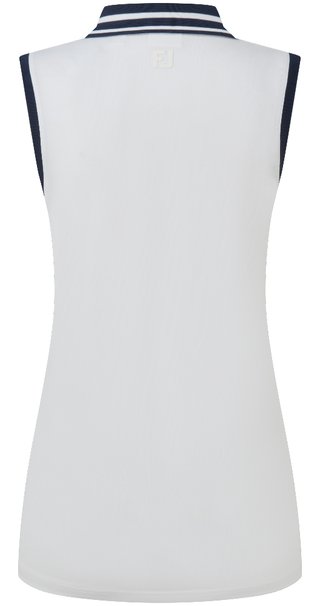 FootJoy Contrast Rib Knit Sleeveless damskie polo, biało/granatowe