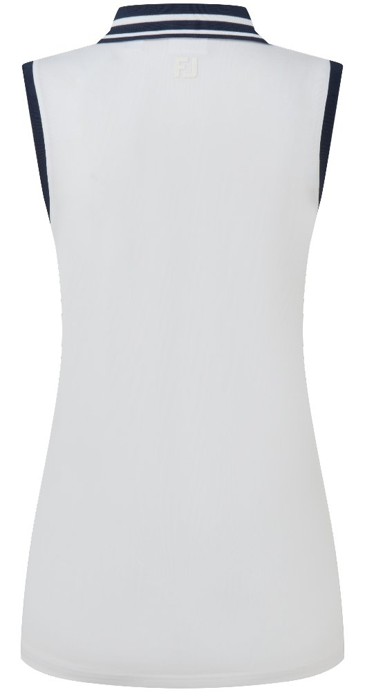 FootJoy Contrast Rib Knit Sleeveless damskie polo, biało/granatowe