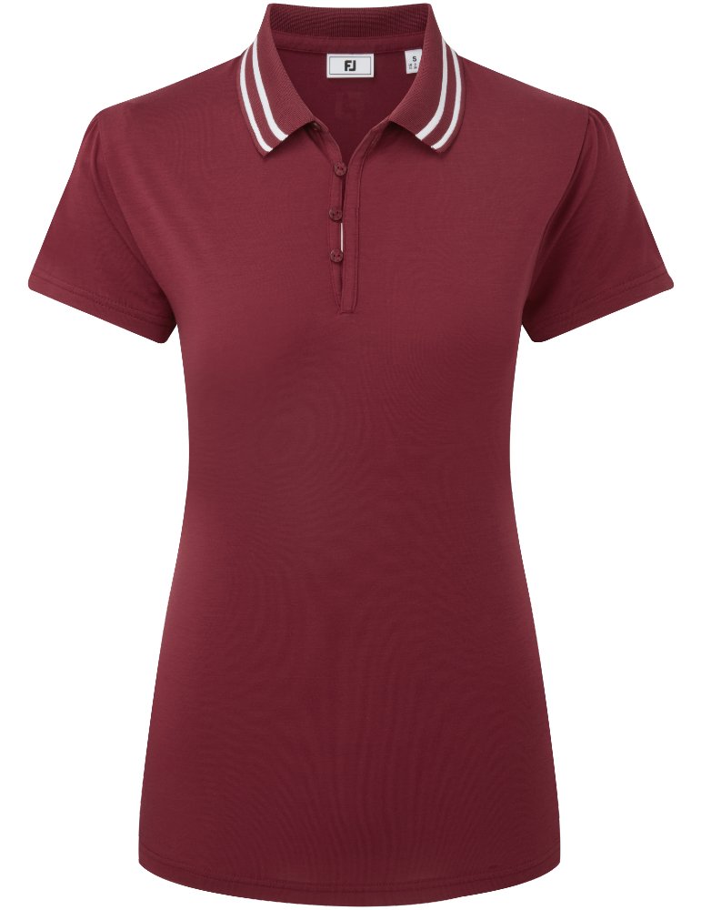 FootJoy Loop Button damskie polo, cranberry/white