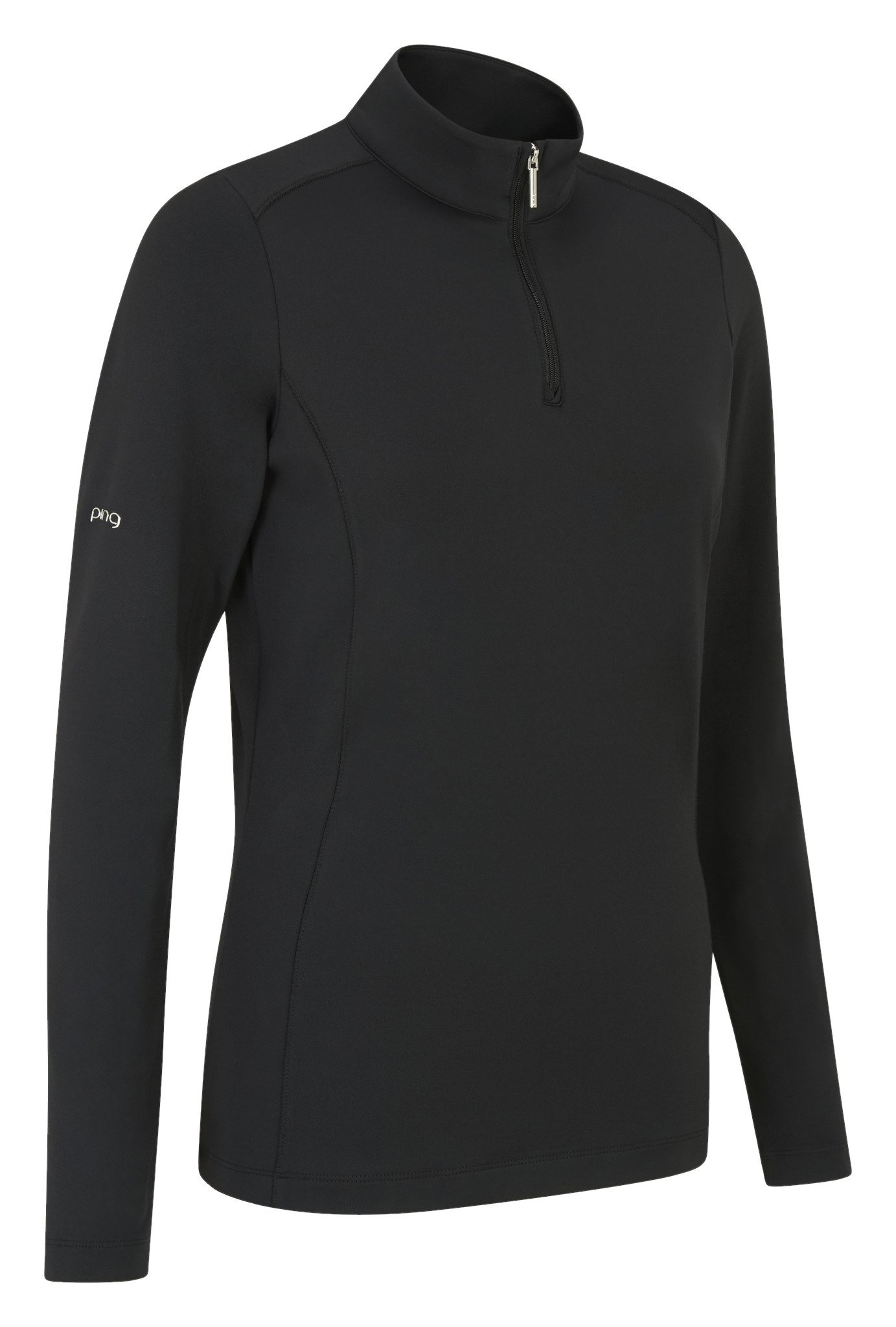 PING Aveline Half Zip damska koszulka z długim rękawem, czarna