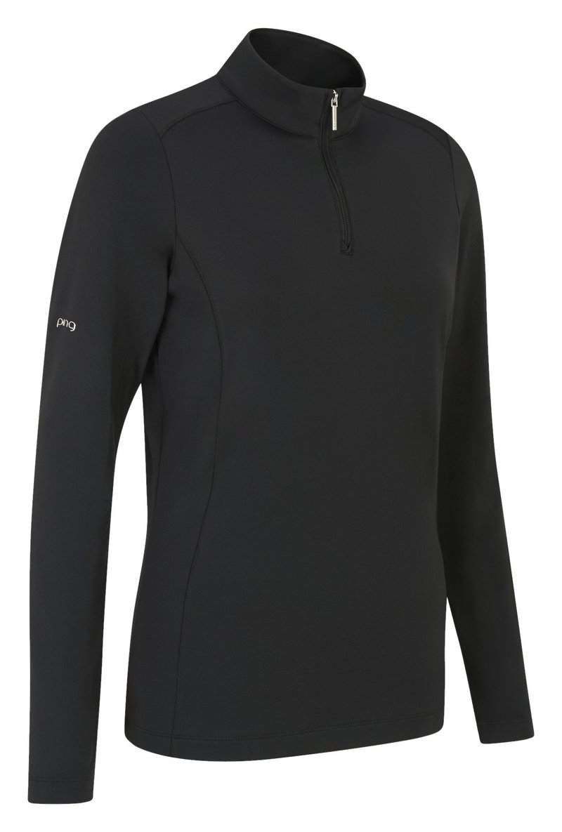PING Aveline Half Zip damska koszulka z długim rękawem, czarna