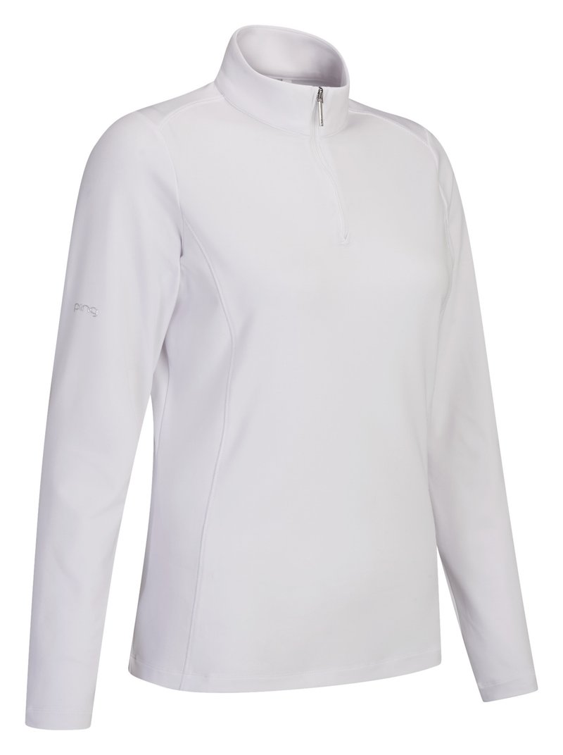 PING Aveline Half Zip damska koszulka z długim rękawem, biała