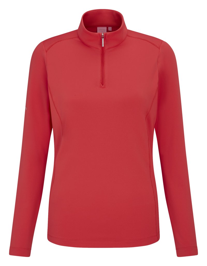 PING Aveline Half Zip damska koszulka z długim rękawem, cayenne