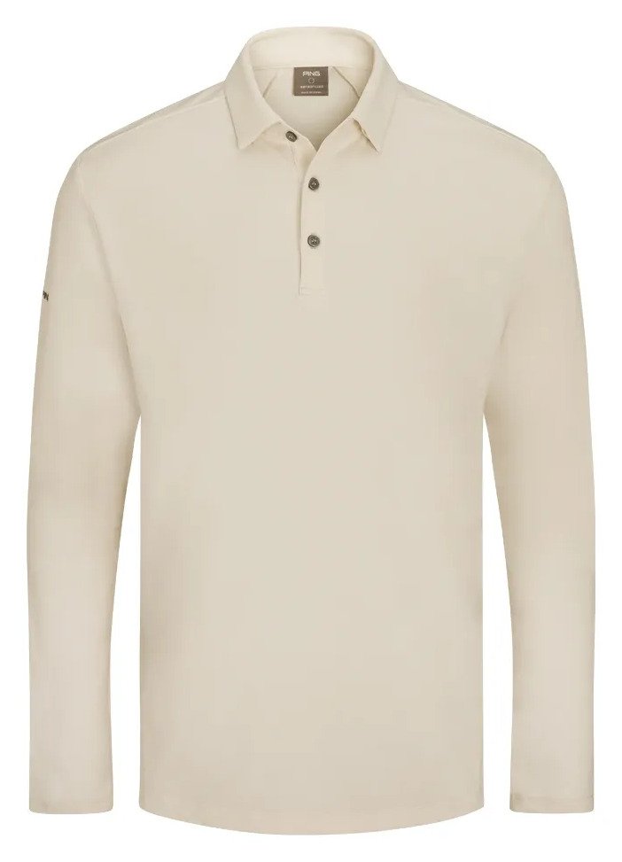 PING Demitri Longsleeve męskie polo, egret