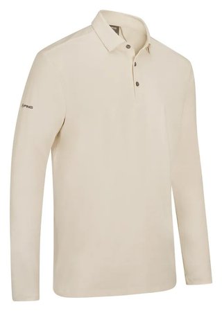 PING Demitri Longsleeve męskie polo, egret