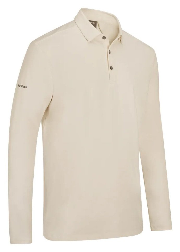 PING Demitri Longsleeve męskie polo, egret