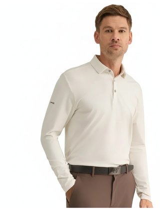 PING Demitri Longsleeve męskie polo, egret