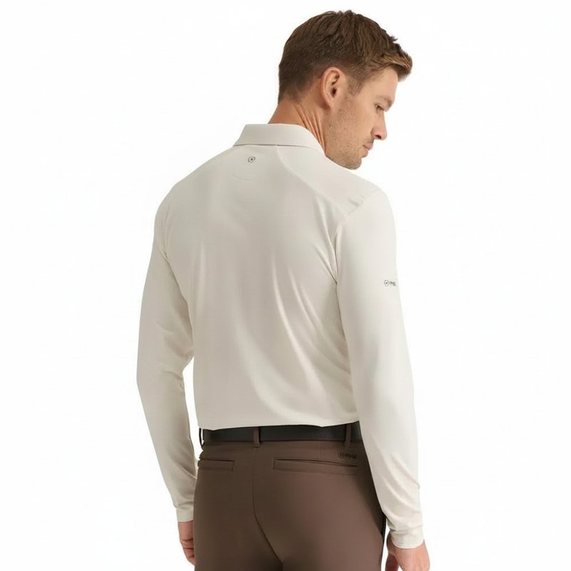 PING Demitri Longsleeve męskie polo, egret