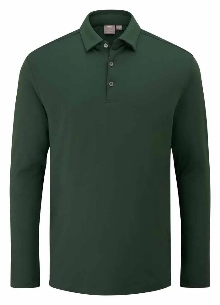 PING Demitri Longsleeve męskie polo, gorse green