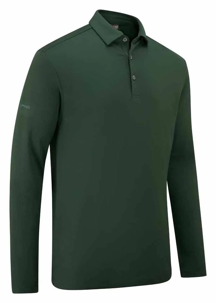 PING Demitri Longsleeve męskie polo, gorse green