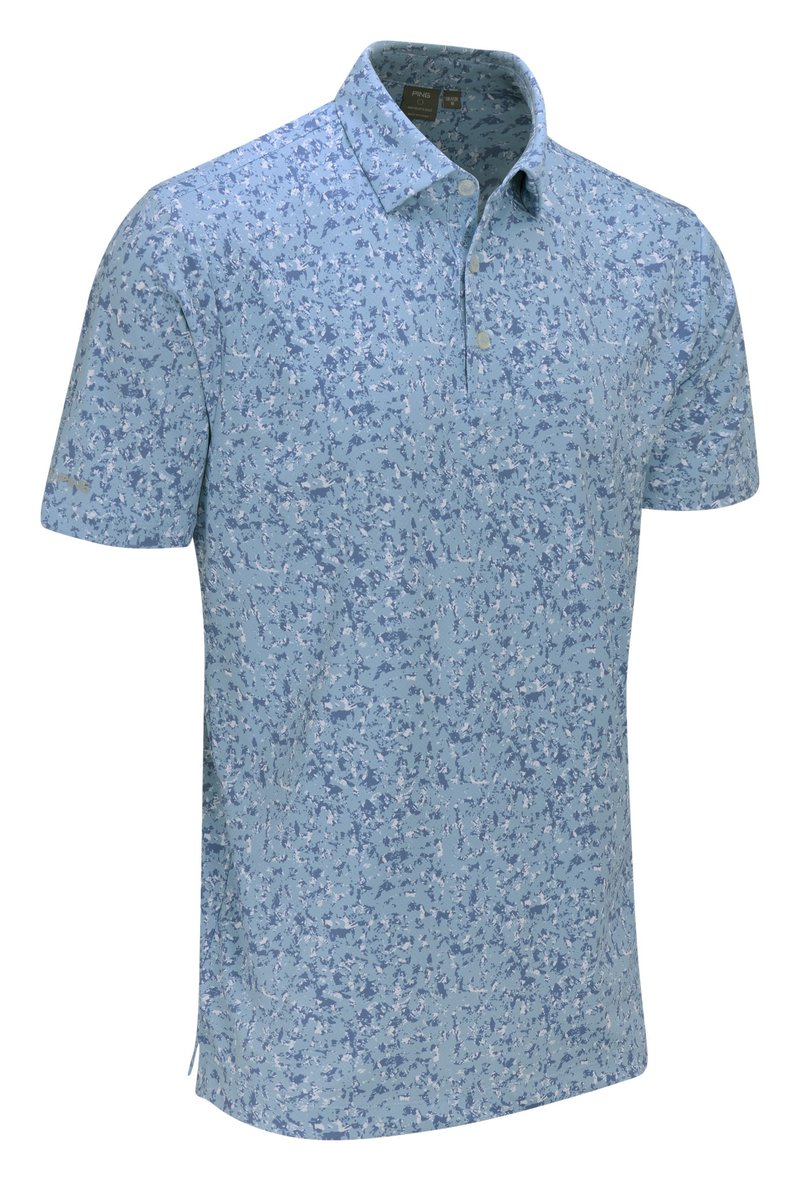 PING Gilmore męskie polo, dusty blue multi