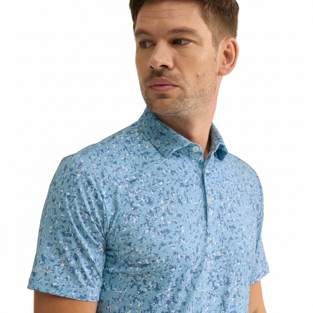 PING Gilmore męskie polo, dusty blue multi