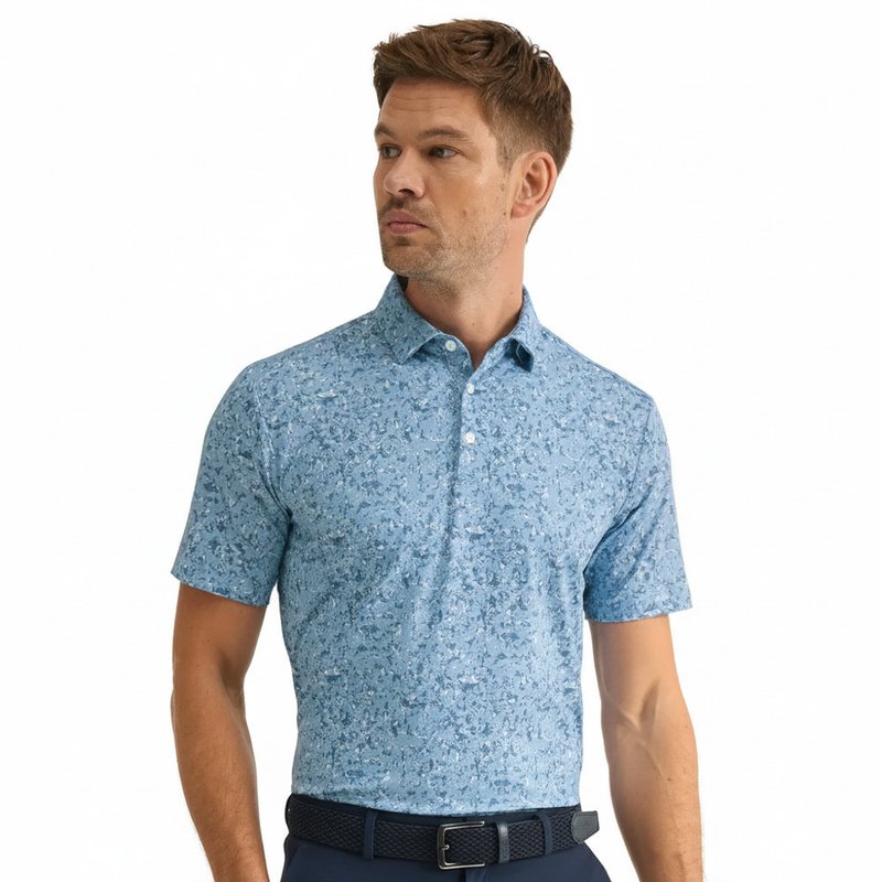 PING Gilmore męskie polo, dusty blue multi